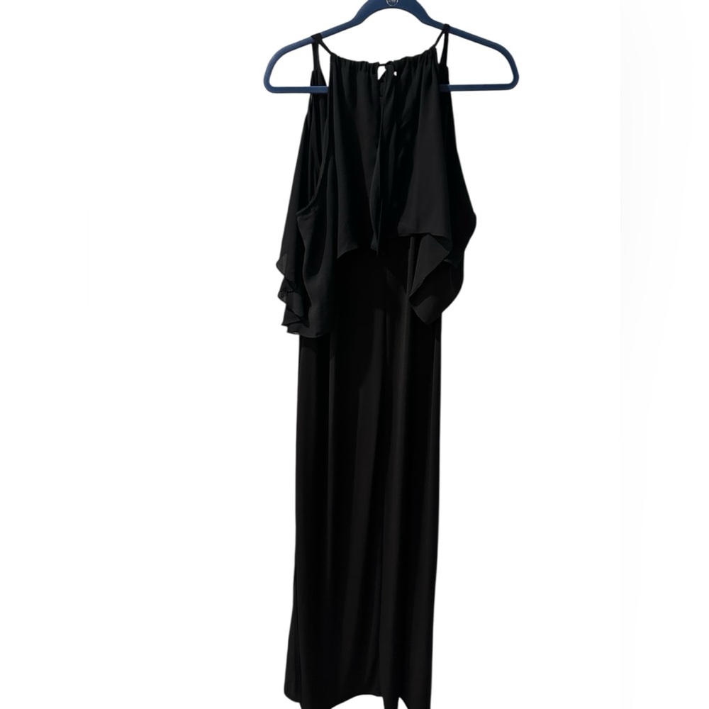 Kate & Mallory Black Maxi Dress Sleeveless Overlay Ruffle Evening Party XL